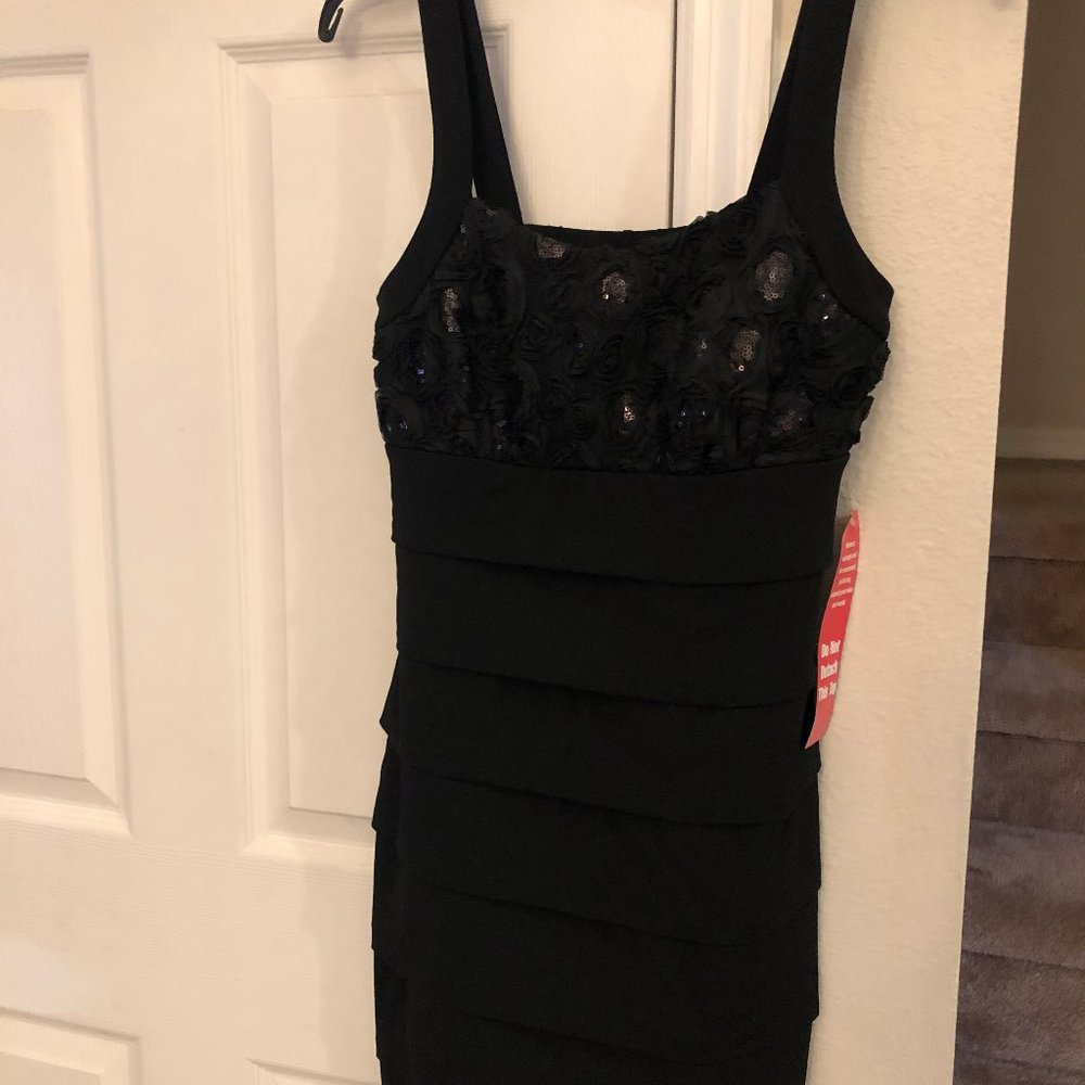 Black pleated dress w/beaded top